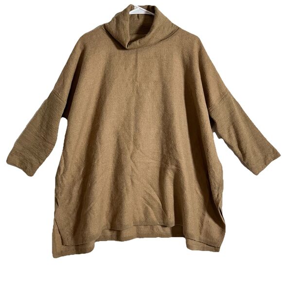 Cuyana One Size Brown 100% Baby Alpaca Turtleneck Long Sleeve Sweater - Picture 1 of 11